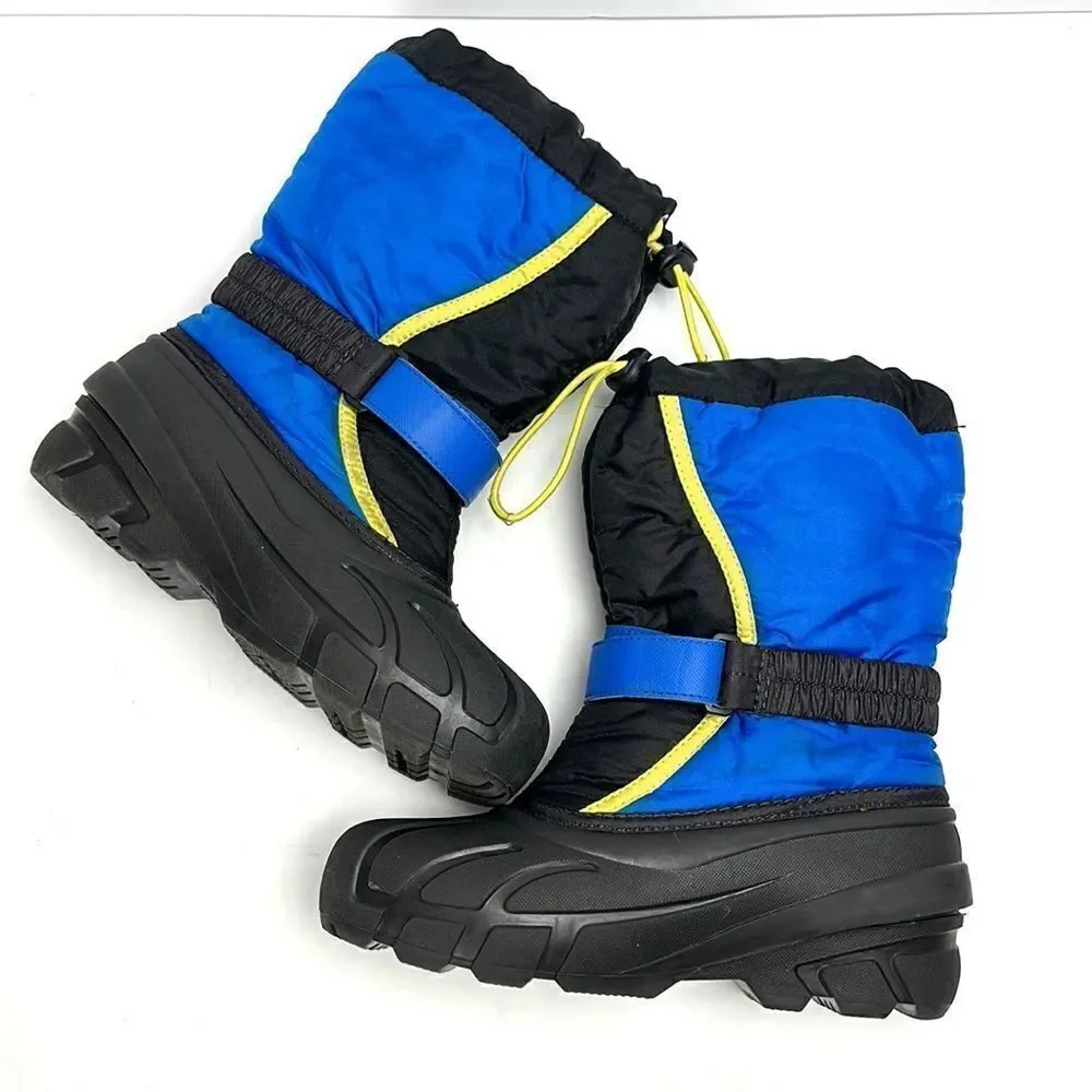 Sorel Children's Flurry Snow Boots Black Blue with Yellow Accents US 4 (22 cm)